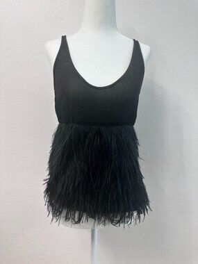 Scanlan Theodore Black Feather-Trim Camisole